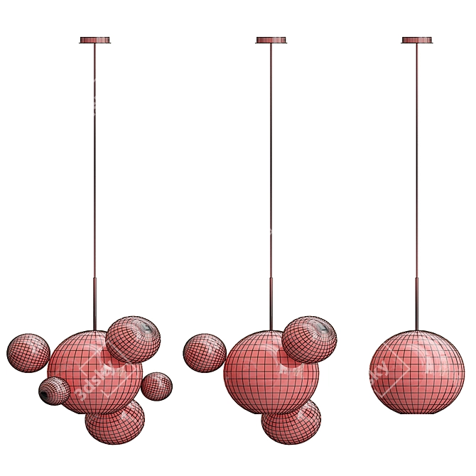 Bubble Spike Glass Chandelier 3D model image 4
