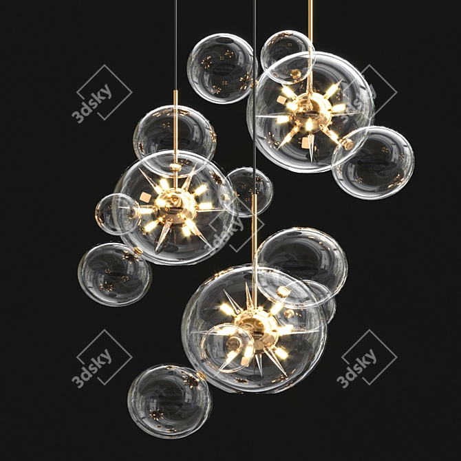 Bubble Spikes Gold Chandelier 3D model image 1