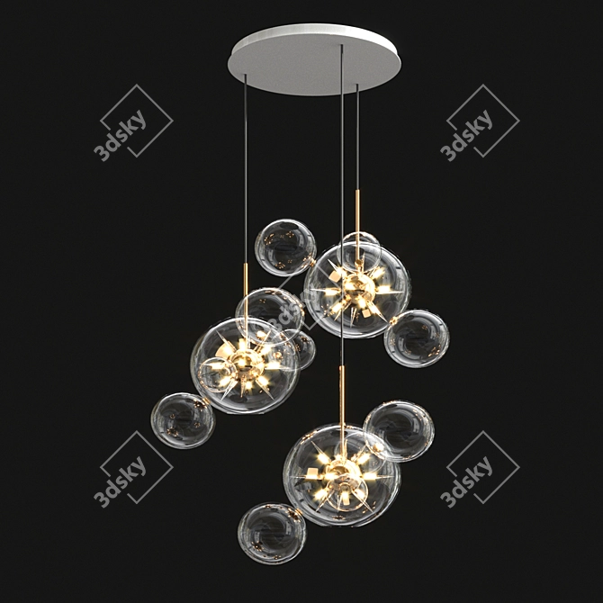 Bubble Spikes Gold Chandelier 3D model image 2