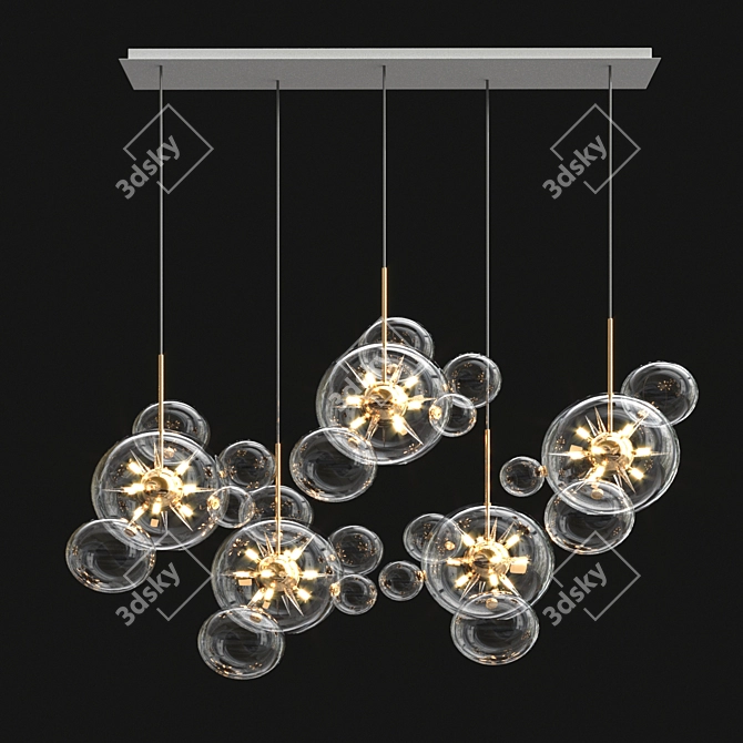 Title: Spiked Glass Bubble Chandelier 3D model image 2