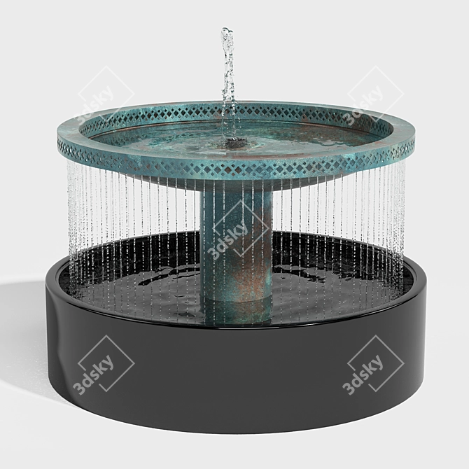 Verdigris Bronze Mimeo Cascade Fountain 3D model image 1