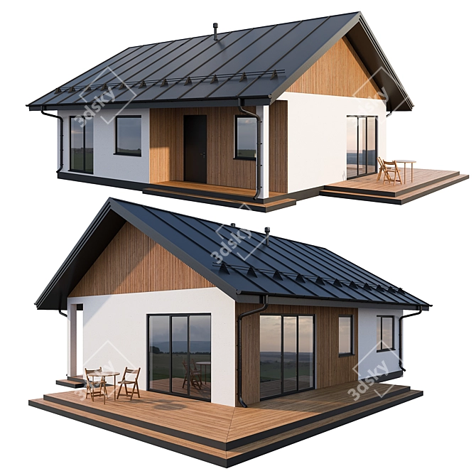 Modern Cottage with Click Seam Roof 3D model image 1