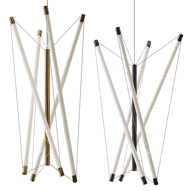 Sleek T4 Chandelier Pendant: Archxx 3D model image 1