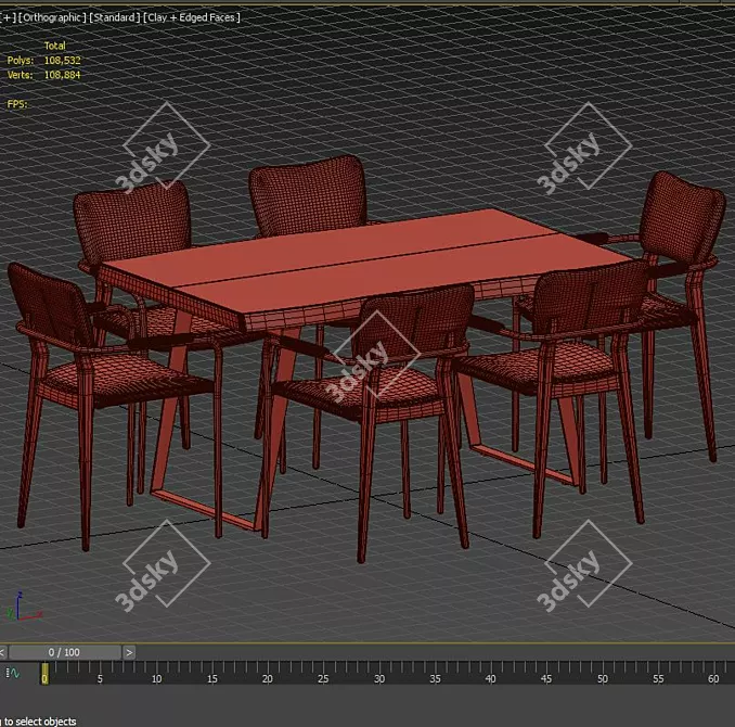 Elegant Klee Dining Set 3D model image 5