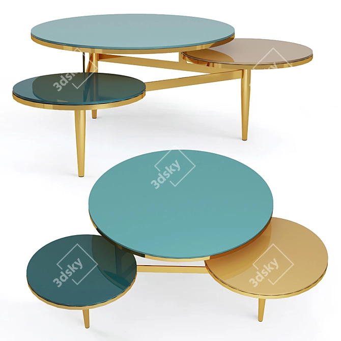 Ruben Glass Top Coffee Table 3D model image 1