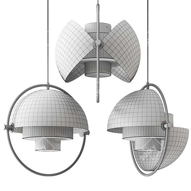 Sleek Multi-Lite Pendant Lamp 3D model image 3