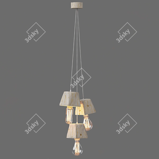 Querk_03 Handcrafted Wooden Pendant Light 3D model image 4