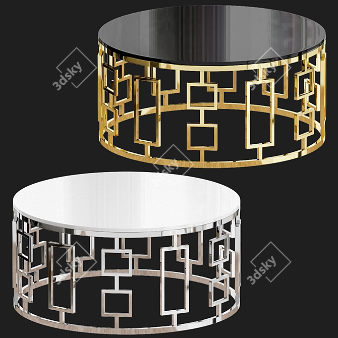 Srebrny/Biały Stolik Kawowy - C415: Elegancja wokół ciebie 3D model image 2