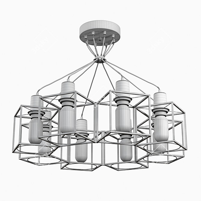 Stylish Loft Square Chandelier 3D model image 4