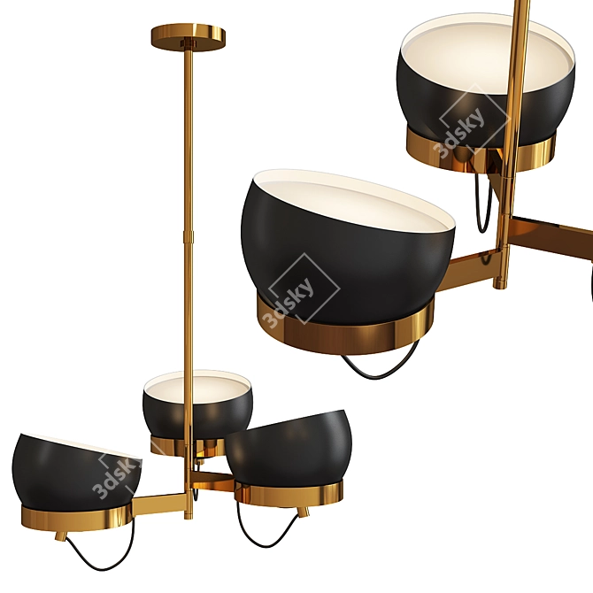 Elegant Lightwell Triple Chandelier 3D model image 1