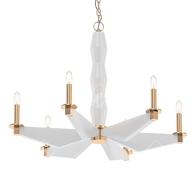 Elegant Alabaster Brass Chandelier 3D model image 1