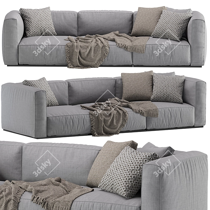 Modern Poliform Shangai 3 Seat Sofa 3D model image 1