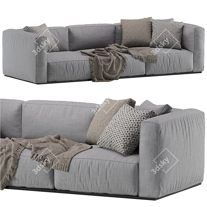 Modern Poliform Shangai 3 Seat Sofa 3D model image 2