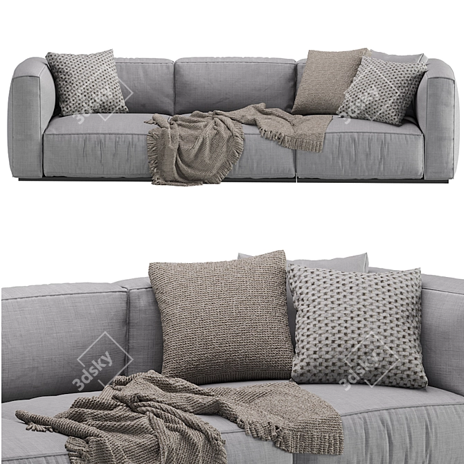 Modern Poliform Shangai 3 Seat Sofa 3D model image 4