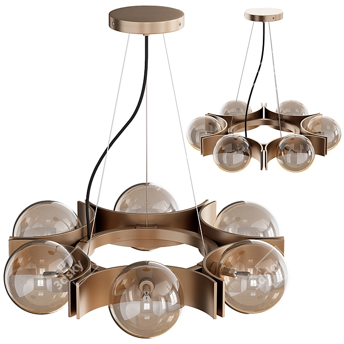 Elegant Champagne Glass Allis Chandelier 3D model image 1