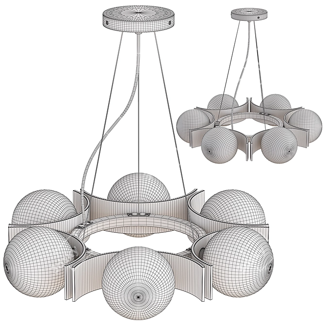 Elegant Champagne Glass Allis Chandelier 3D model image 2