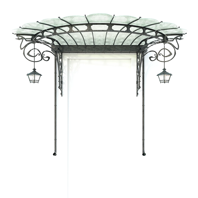 Elegance Unveiled: Wrought-Iron Canopy 3D model image 2