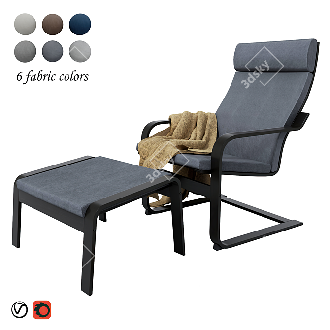 Cozy & Stylish POÄNG Armchair 3D model image 1