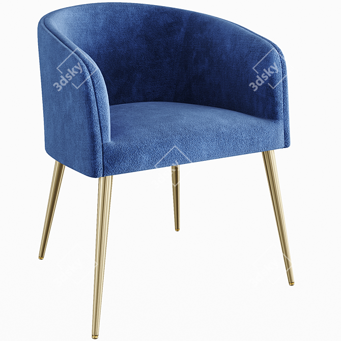 Elegant Arya Navy Velvet Chair 3D model image 1