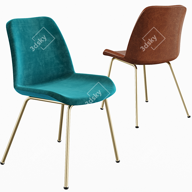Elegant Green Dining Chair Set 3D model image 2
