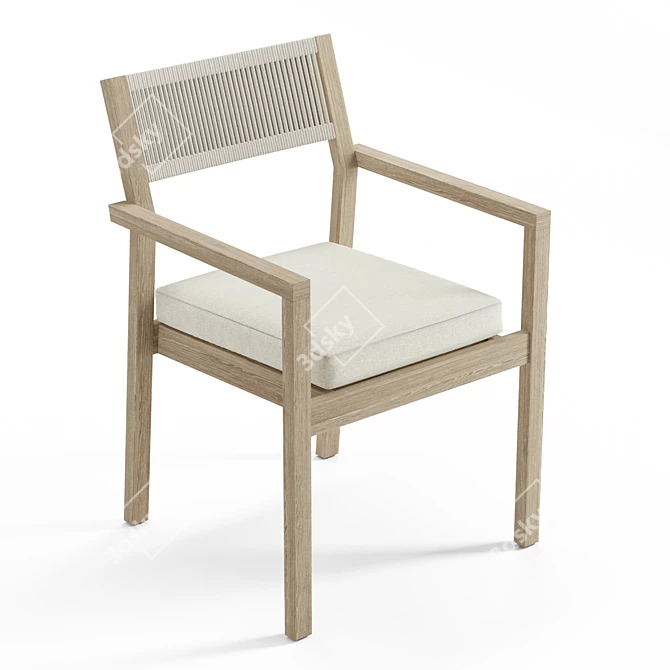 Mahogany Rope Dining Chair: Coastal-inspired Elegance 3D model image 5