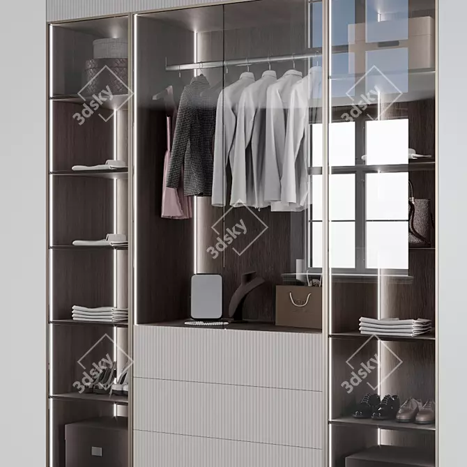 Elegant Tall Wardrobe 3D model image 4