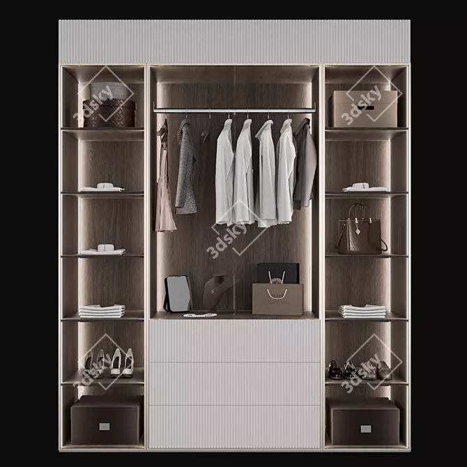 Elegant Tall Wardrobe 3D model image 9