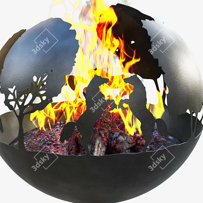 Modern Fireplace with 3D Fire 3D model image 2