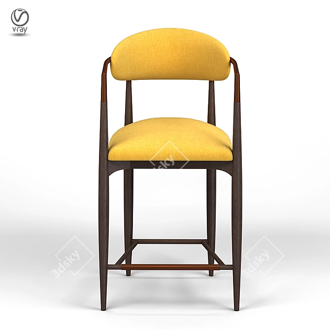 Sleek Metal and Fabric Jagger Barstool 3D model image 2