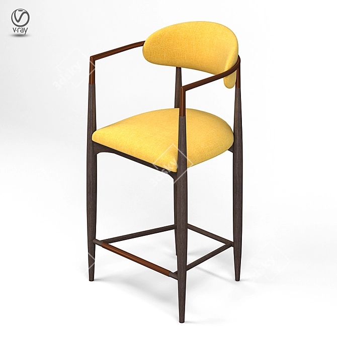 Sleek Metal and Fabric Jagger Barstool 3D model image 4