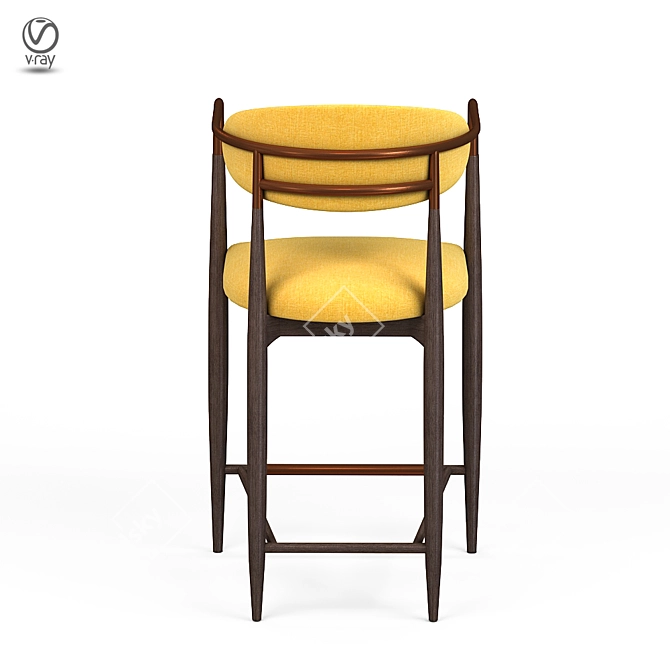 Sleek Metal and Fabric Jagger Barstool 3D model image 8