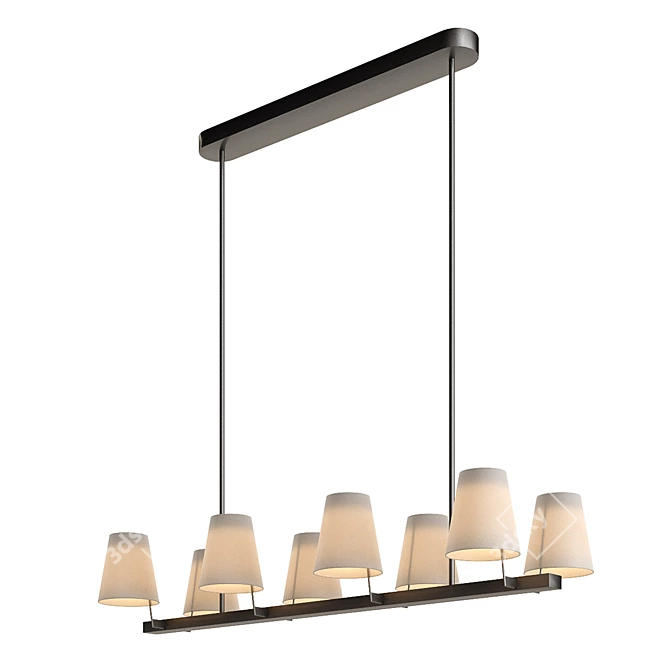 Elegant Brass Linear Chandelier 3D model image 1