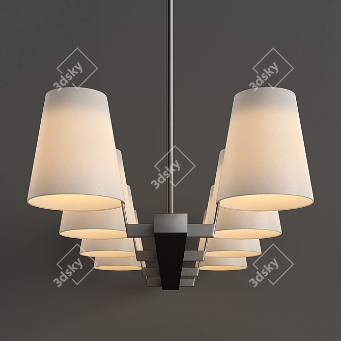 Elegant Brass Linear Chandelier 3D model image 2