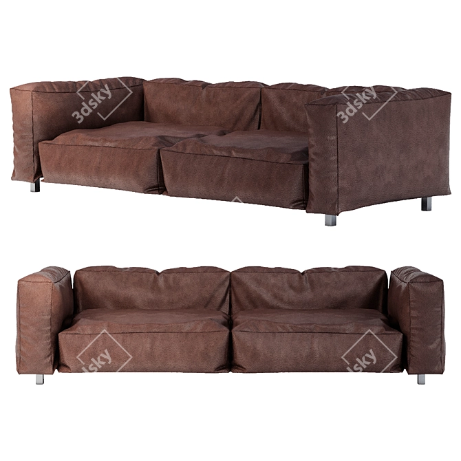 Edra Leather Sofa: Elegant, Spacious, and Comfortable 3D model image 1