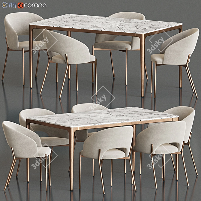 Elegant 2012 Dining Set 3D model image 1