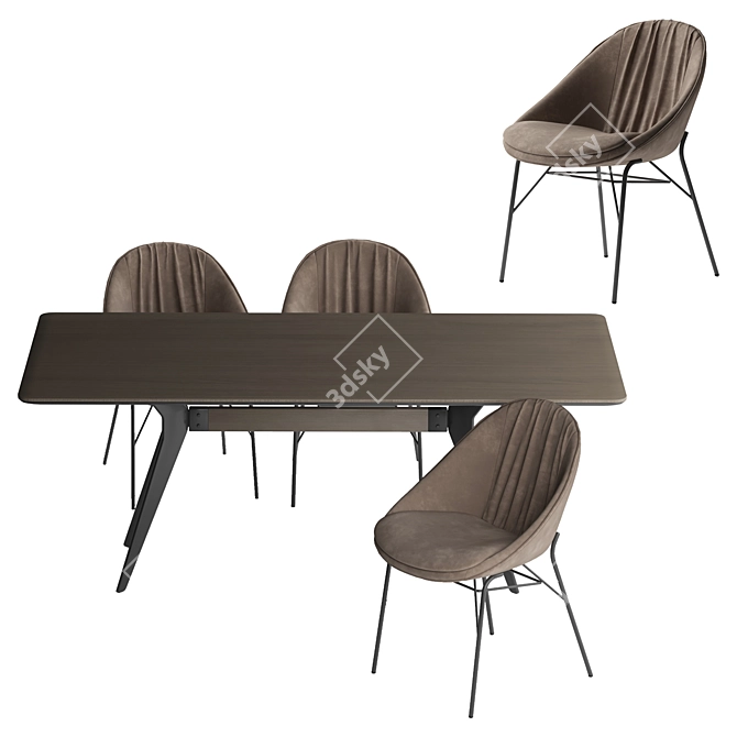 Tokyo Modern Dining Table 3D model image 2