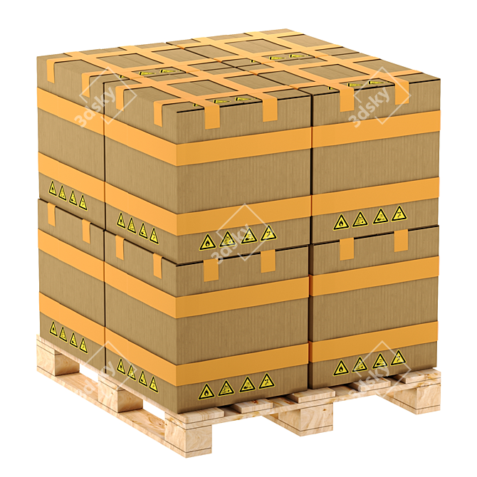 Palletized Cardboard Boxes: Efficient Storage Solution 3D model image 1