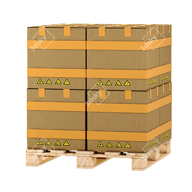 Palletized Cardboard Boxes: Efficient Storage Solution 3D model image 2