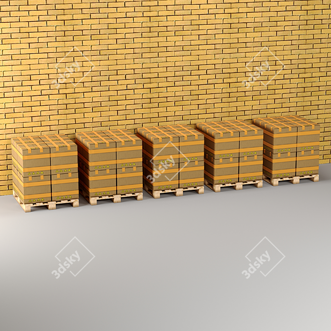 Palletized Cardboard Boxes: Efficient Storage Solution 3D model image 3