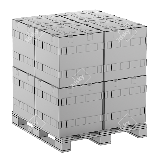Palletized Cardboard Boxes: Efficient Storage Solution 3D model image 4
