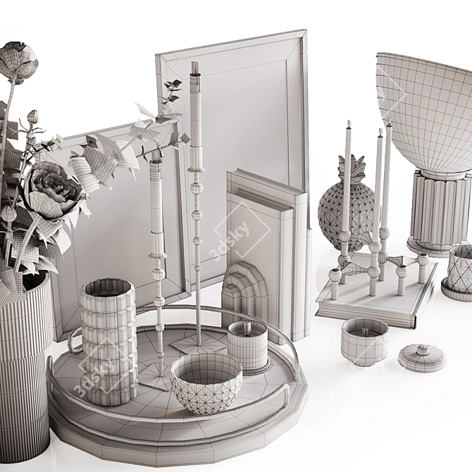 Sculpted Table Accessories Set 3D model image 6