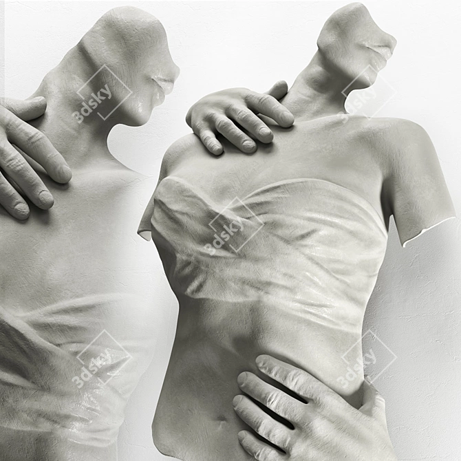 Elegant Torso Sculpture Sconce 3D model image 5
