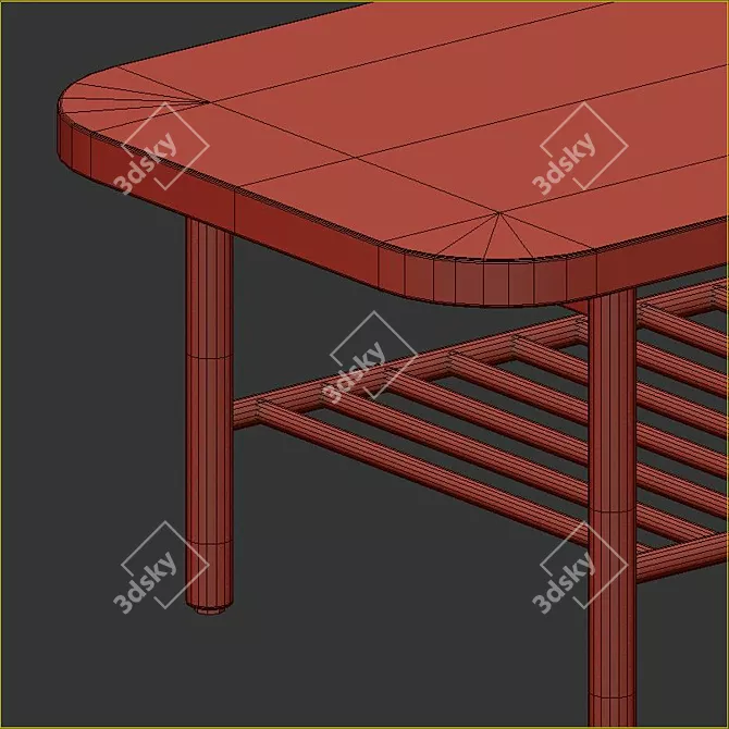 Modern White Oak Coffee Table 3D model image 4