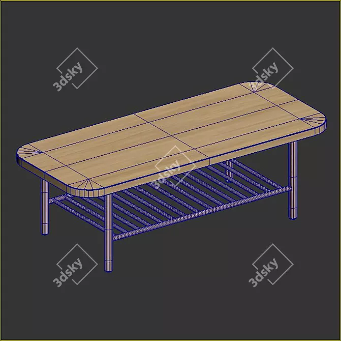 Modern White Oak Coffee Table 3D model image 5