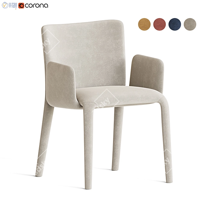 Sleek Potocco Lars Dining Chair 3D model image 1