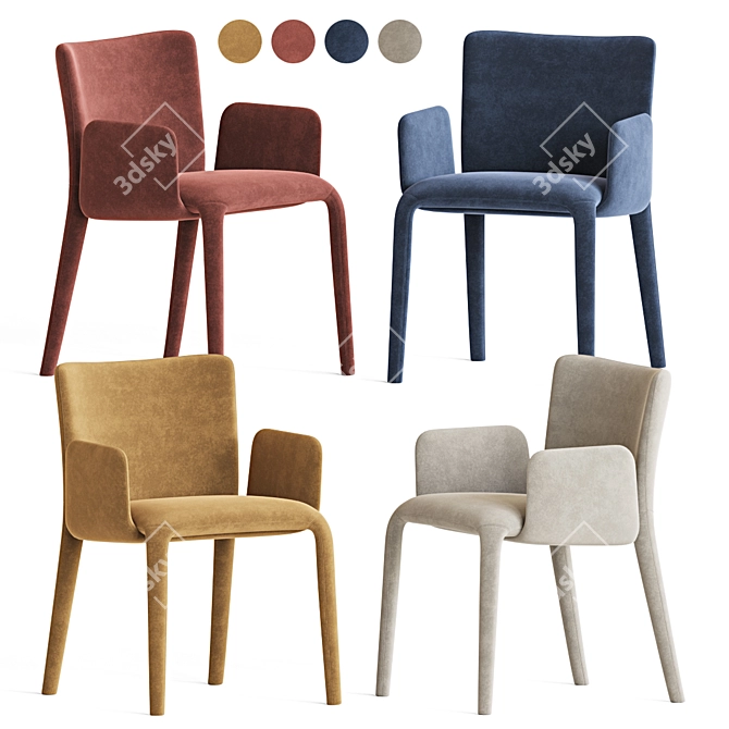 Sleek Potocco Lars Dining Chair 3D model image 2
