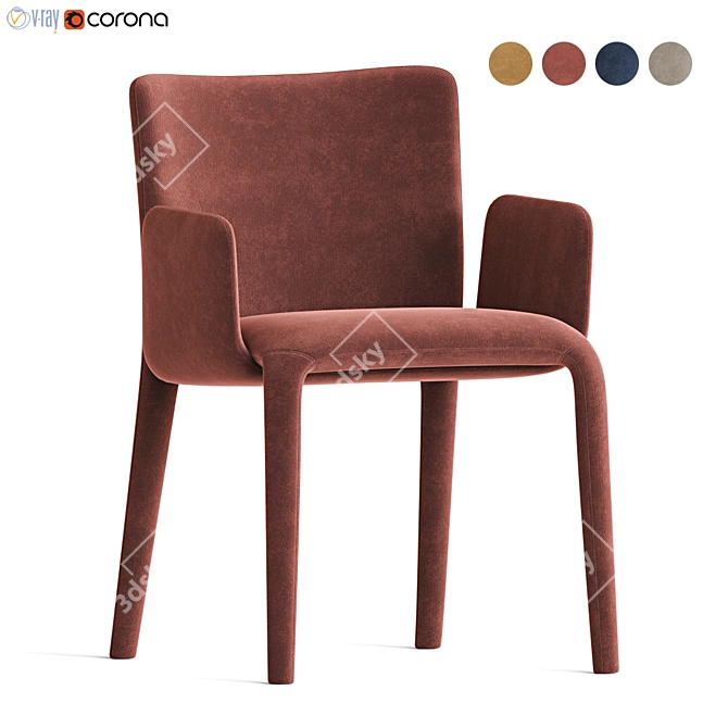 Sleek Potocco Lars Dining Chair 3D model image 3
