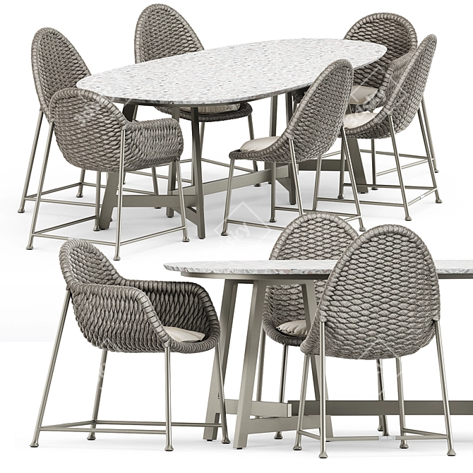 Elegant Chopstix Collection: Armchair, Side Chair, Dining Table 3D model image 1