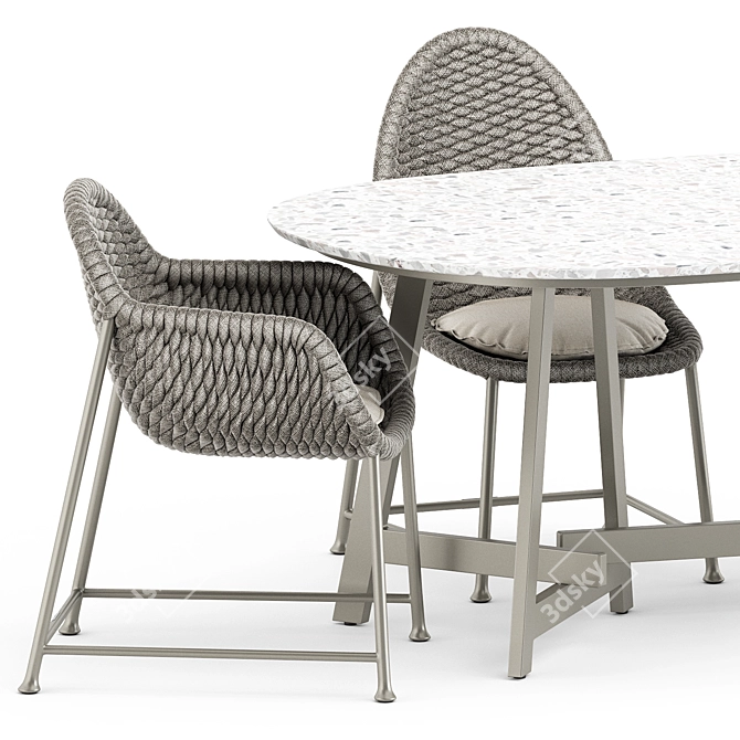 Elegant Chopstix Collection: Armchair, Side Chair, Dining Table 3D model image 2