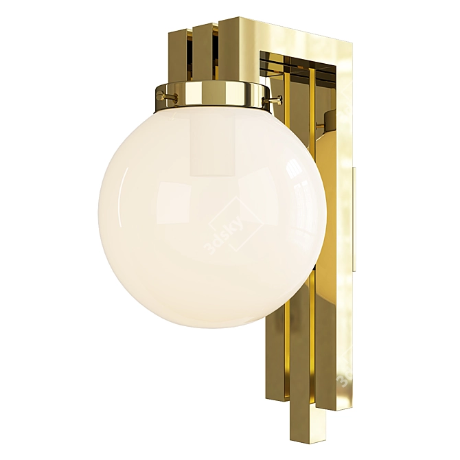 Vintage Italian Brass Opaline Wall Lights 3D model image 1